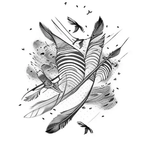 Feather With Flying Birds