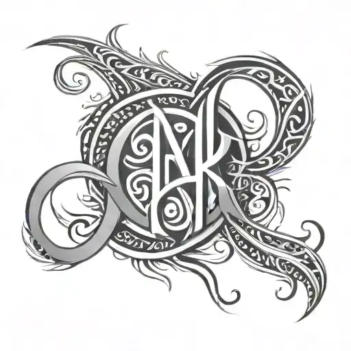 Tribal Lettering Initials Jlk