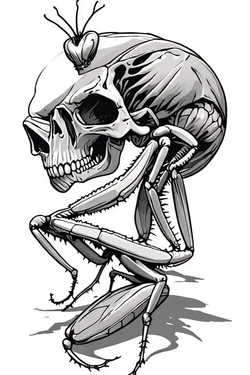 Praying Mantis Wearing Skull Wearing