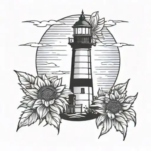 Minimalist Lighthouse With Sunflower