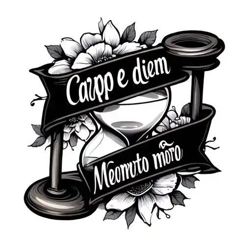 A Hourglass With Written In Style Cursive Carpe Diem Memento Mori