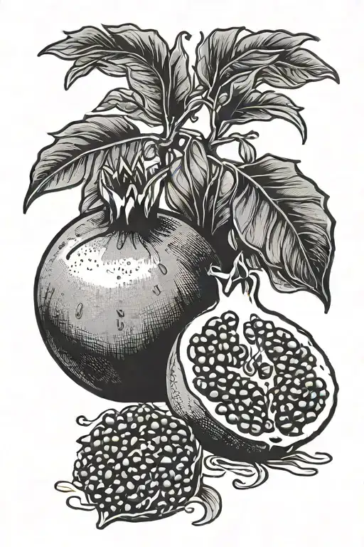 Opened Pomegranate Fruit In Black