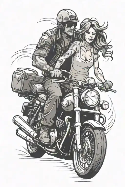Father Daughter Matching Tattoo Motorcycle