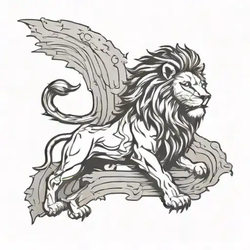 God Lion Crosses Horizontally A Scar