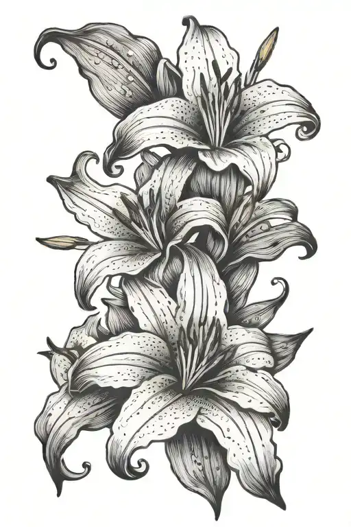 Robyn In Cursive Writing As The Stem Of Lily Flowers