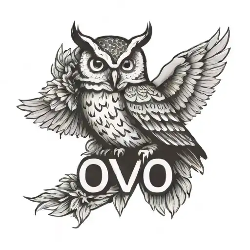O V O Letters Above A Owl On Knee