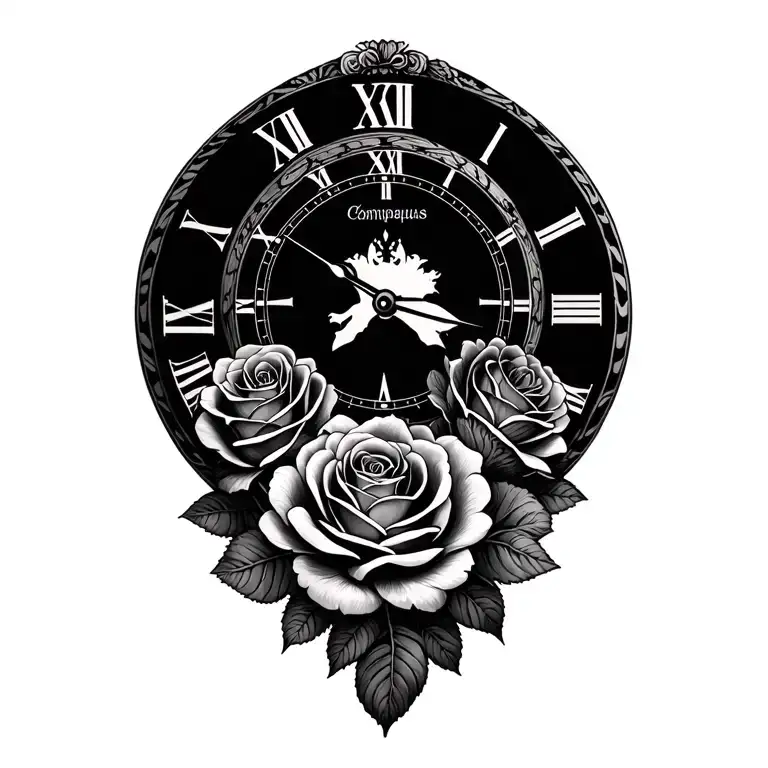 Turtles Roses Compus And A Clock Face