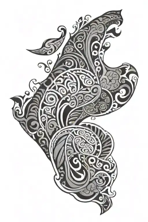 New Zealand Outline With Maori Design Inspired