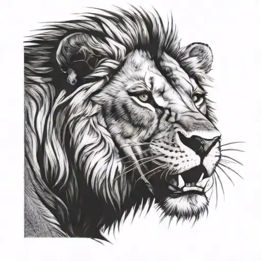 Lion With Mouth Open And Light Coming Out Of Mouth