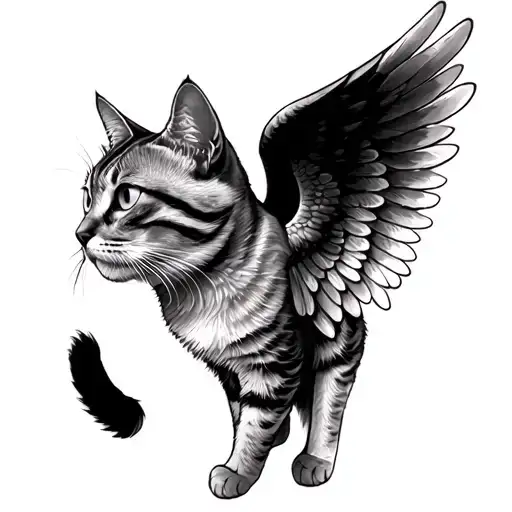 Cat Angel Side View Angel Wings