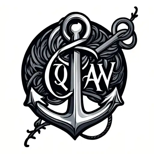 Anchor With Intials Qaw Intertwined Within