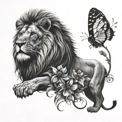 Lion And Butterfly Emerging
