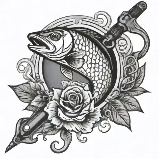 Dad Remembrance Tattoo Including Fishing Rod