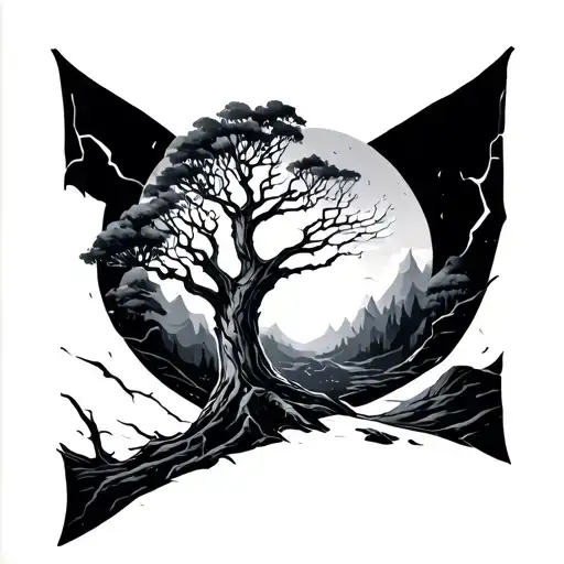 Defoilated Tree And Broken Sandless