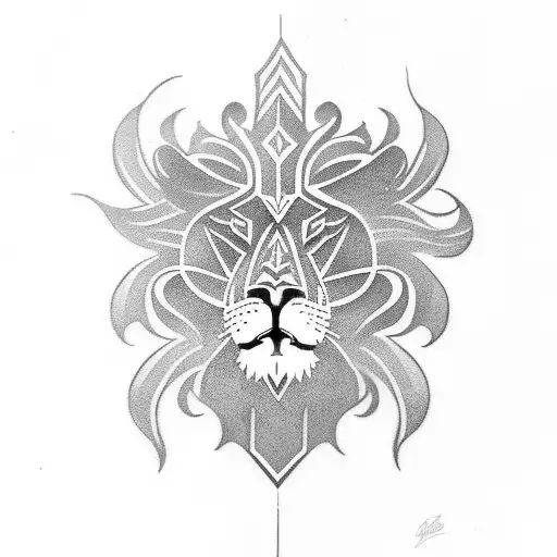 Create A Polynesian-inspired Lion Tattoo With A Metal Music Twist