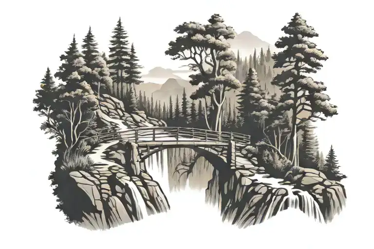 Trail Running Path Mountain Bridge Waterfall Trees