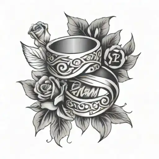 Wedding Band Tatto With Initials Racp And Jmpq Date 02-19 And 11-15
