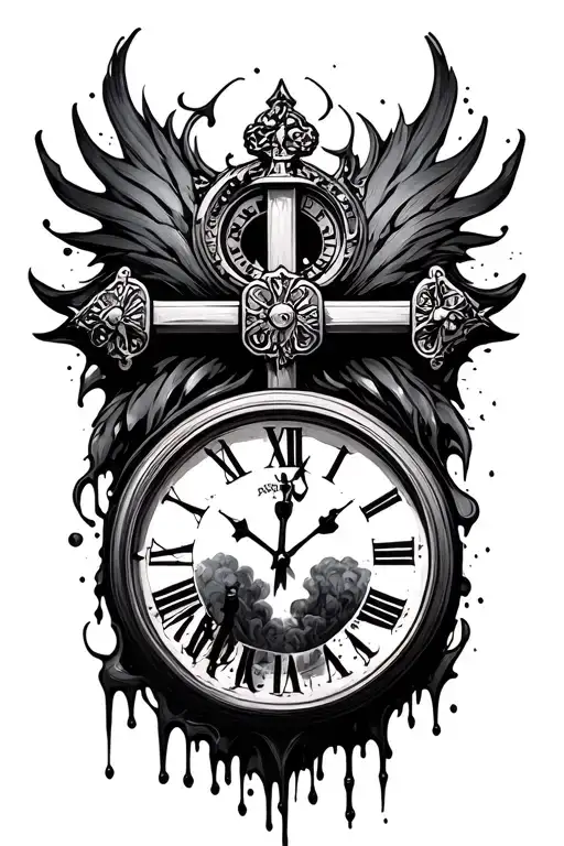 Cross With Clock Melting