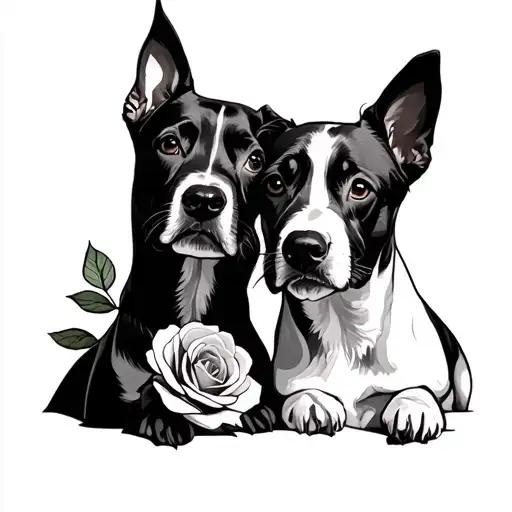 Dogs With Rose Growing