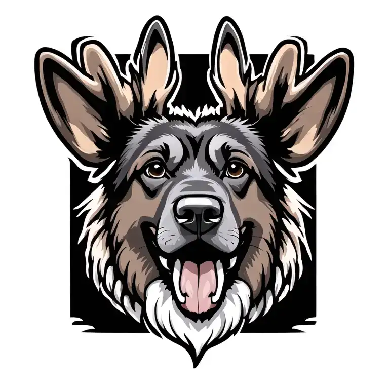 Cartoon Moose As A German Shepherd