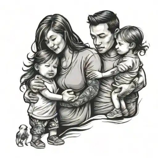 Mom Dad Big Brother Ang 2 Sisters Holding Hands