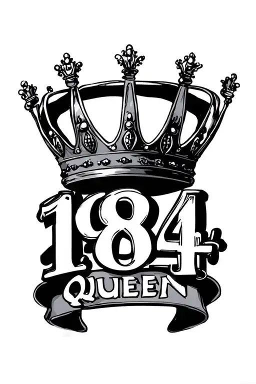 Simple Queen Crown With 1984 Year