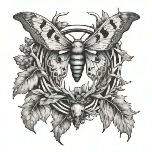 Moth On Deer Antlers Intertwined