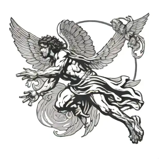 Icarus Flying And Reaching For The Sun With Extra Emphasis On His Wings And The Sun