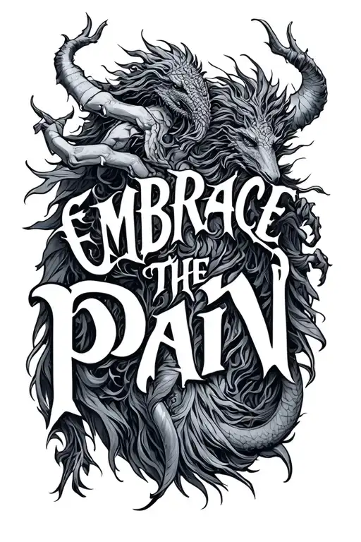 Embrace The Pain Quote With Mythical Creatures In The Style