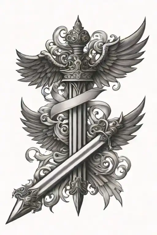 Wings And Sword Wrapped