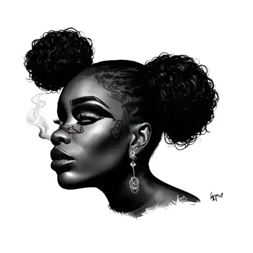 Black Woman With No Eyes Smoking