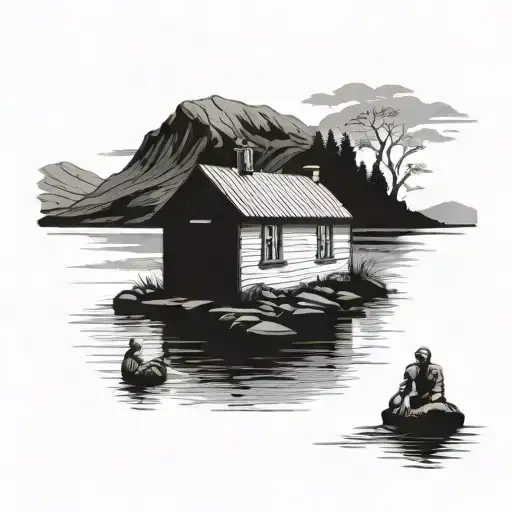 Scottish Highlands Bothy 5 Men In The Loch Swimming