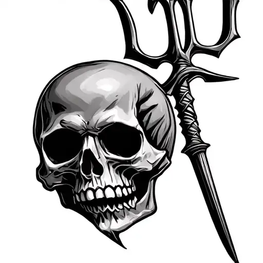 Skull With Trident Posidon