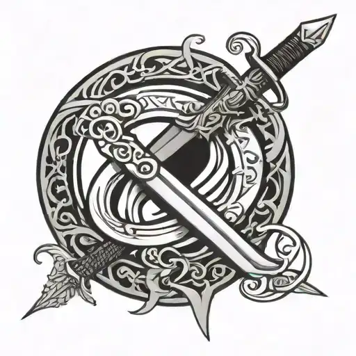 An B Infinity Symbol With A Sword