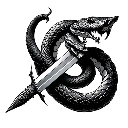 Karma Word And Snake Coiled Sword