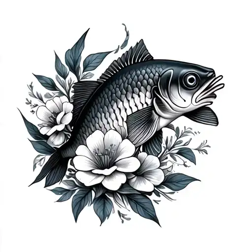 Fish And Flowers Intertwined