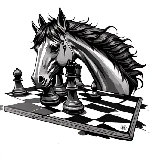 Chess Horse On Chessboard