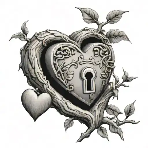 Tree Growing Into Heart Shaped Lock
