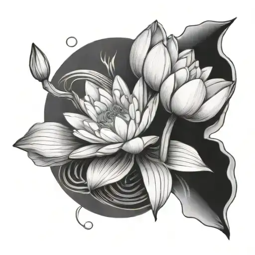 Water Lily And Narcissus Flower