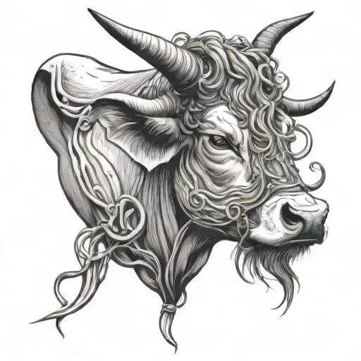 Wire Going Around Horns Of A Long Horn Cow