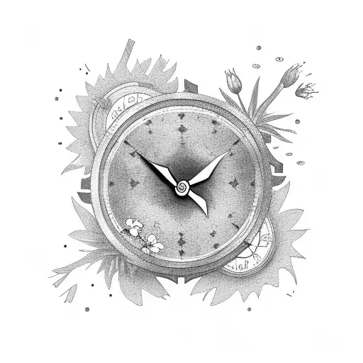 Duel Birth Clock Design With Flowers In The Background