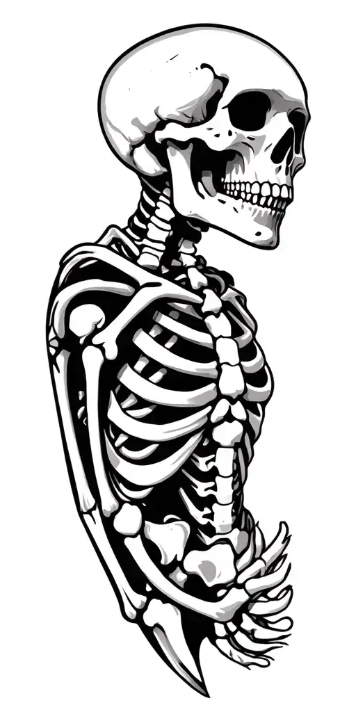 Skeleton Sleeve Tattoo Design Combining Elements