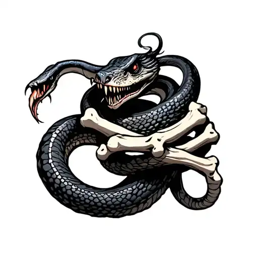 Zombie Snake Wrapped Around Itself With Bones Showing Tough Gaoa