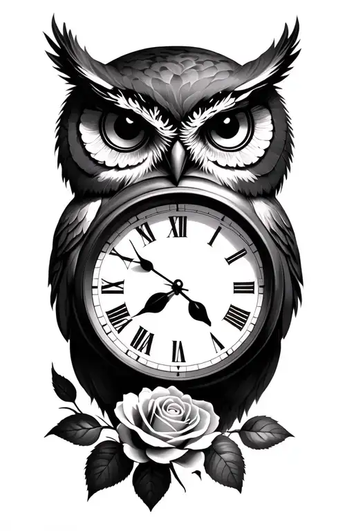 Roses Clock Owls