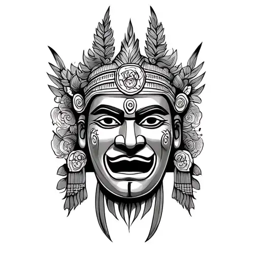 Traditional Nepalese Ceremonial Mask Portrait