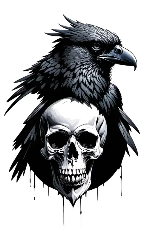 Gothic Raven And Skull