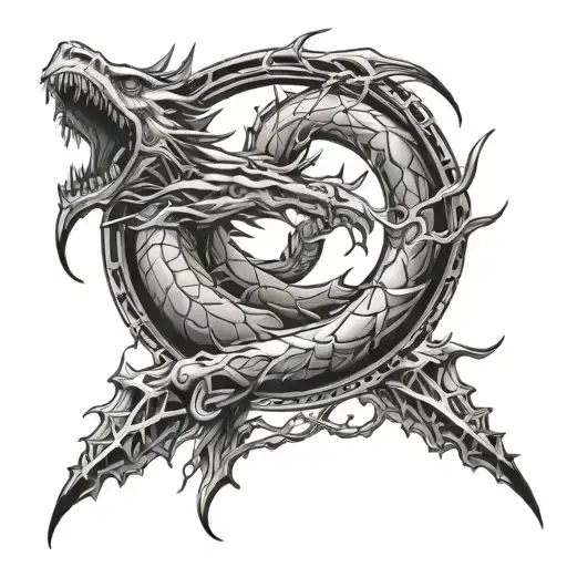 Lightning Storm And Ouroboros Dragon Tattoo