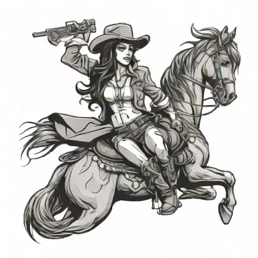 Big Breasted Cowgirl Posing Sexy No Horse