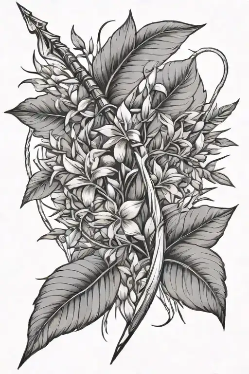 Bow And Arrow With Fireweed Flower