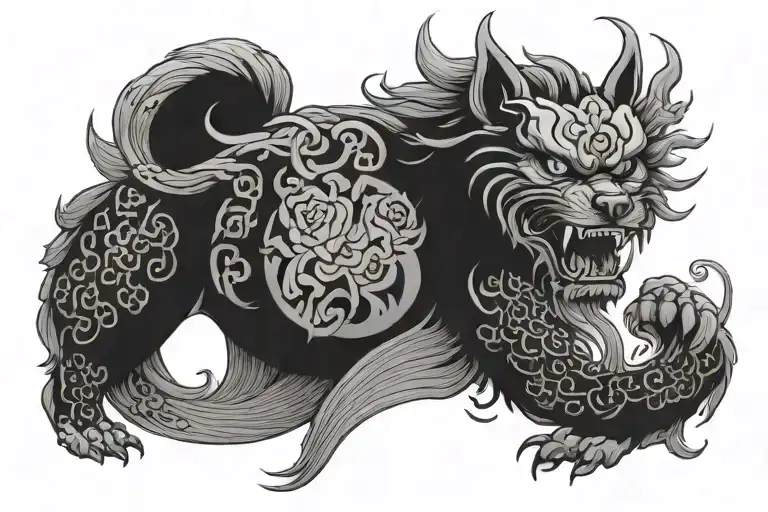 Irezumi And Traditional Whole Back With Chinese Fudo Dog